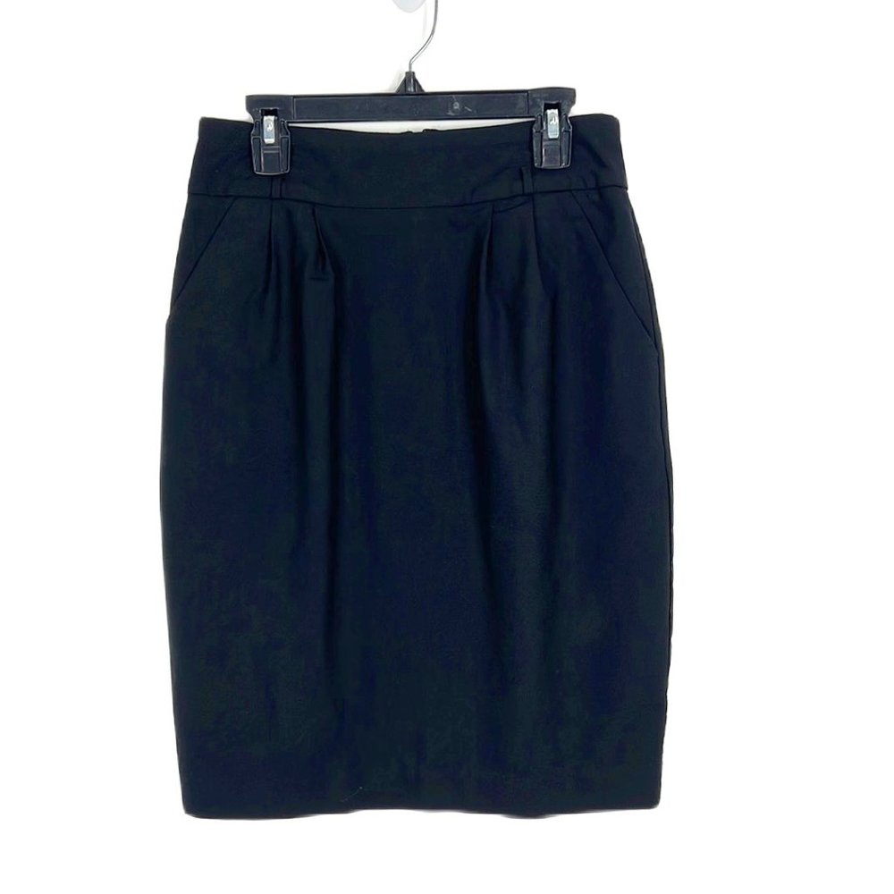 Trina Turk Skirt Women 2 Black Knee Length Wool Blend Zip Back Los Angeles